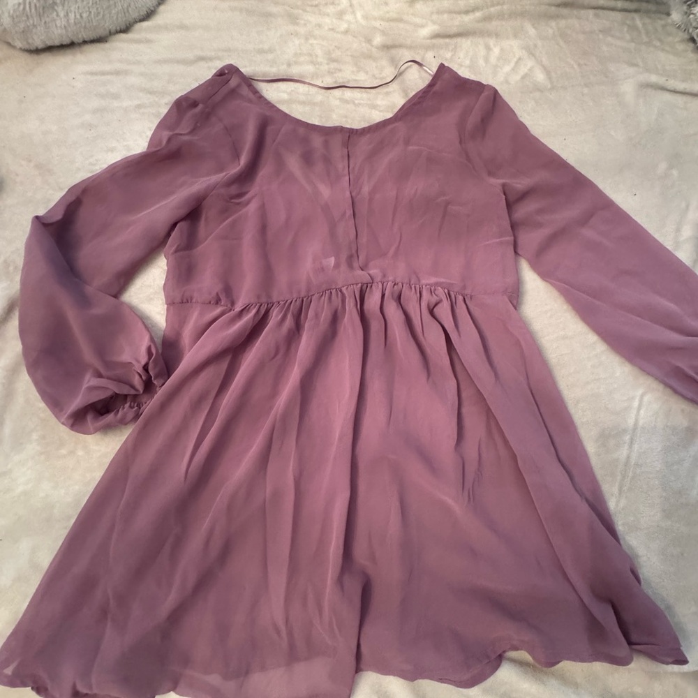 Chic Mauve Long Sleeve Dress